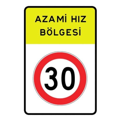 Okul Bölgesi Azami Hız Sınırı — Trafik Tanzim İşaretleri
