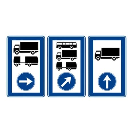 Ağır taşıtlar ve tehlikeli madde taşıyan taşıtlar için mecburi yön — Trafik Tanzim İşaretleri